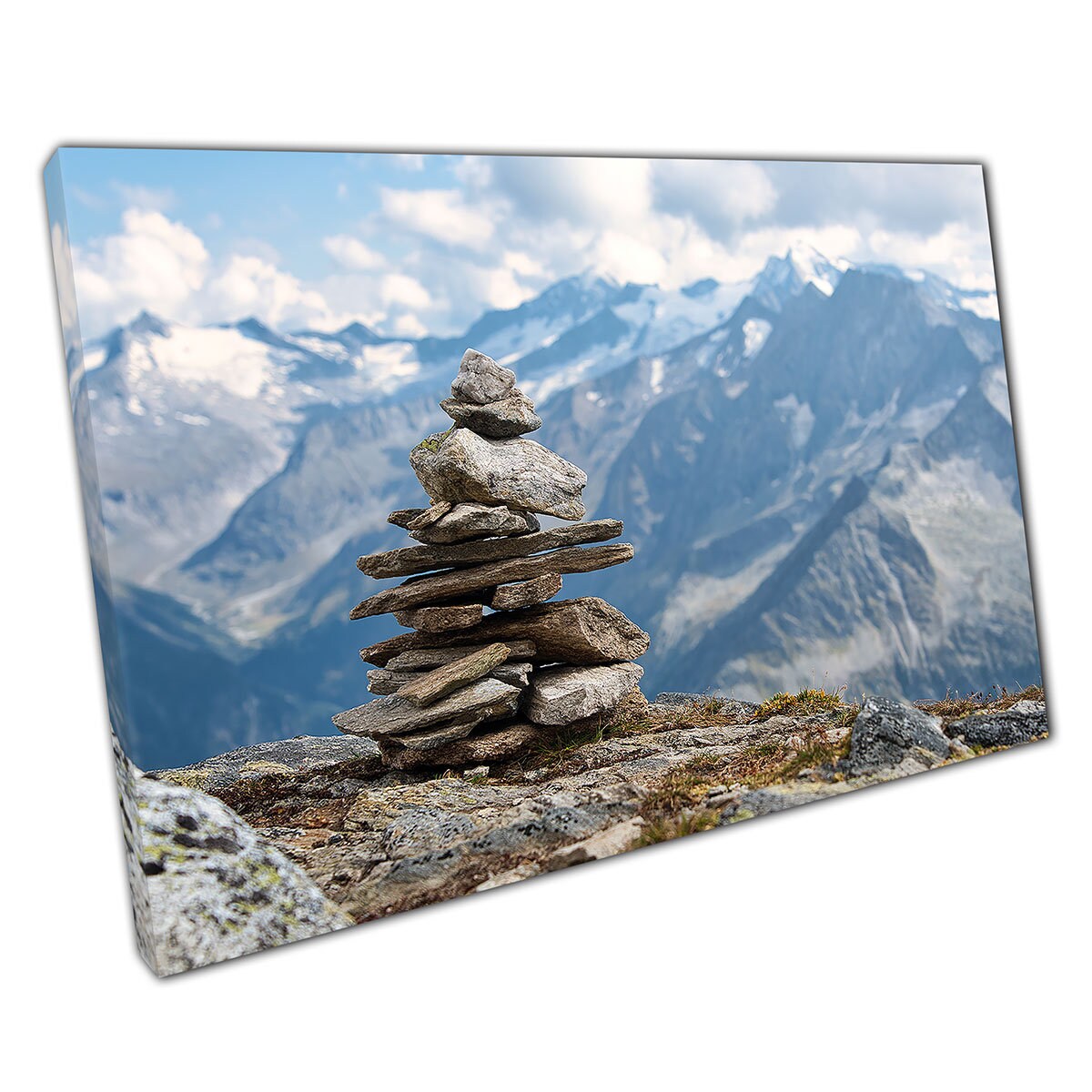 tas de pierres marqueur randonnée cairn dans les alpes australiennes montagne paysage mur art impression sur toile photo pour la décoration bureau