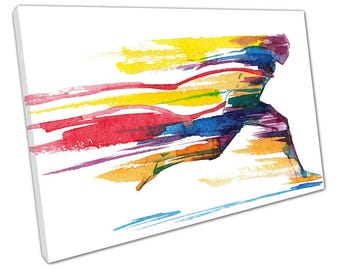 Levendige aquarel Running Man muurkunst: kant-en-klaar canvas als decoratie voor thuis en op kantoor