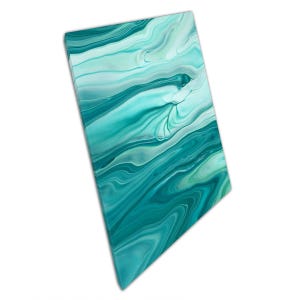 Modern Turquoise Ripple Marbling Canvas Art: Abstract Aqua Print for Home & Office Decor