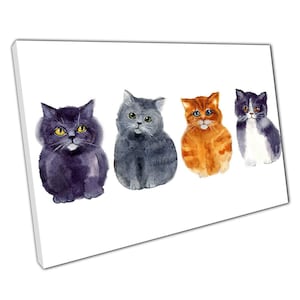 Kitten Watercolor Canvas Print Feline Wall Art for Home  Office Decor