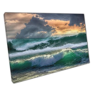 Crashing Waves Canvas Print: Ready-to-Hang Coastal Wall Art for Home and Office Decor