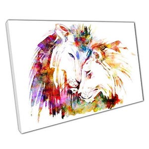 Aquarell Löwe Löwin Leinwand Kunst bereit zum Aufhängen Wanddekor für Haus oder Büro