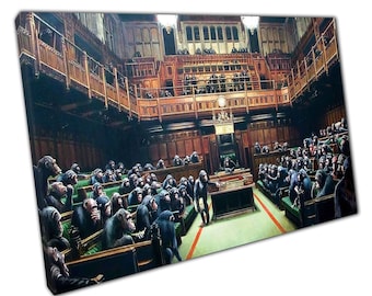 Banksy Monkey Houses of Parliament Chimps The Commons print on canvas Picture for Home Office Decor