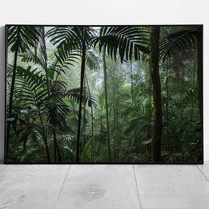 Tropical Jungle Wall Art Print - Lush Green Nature Decor Framed Picture