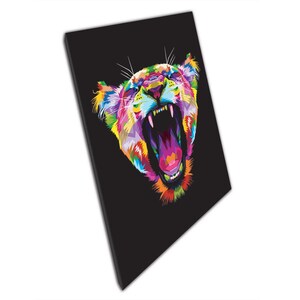Roaring Löwin Leinwand Wand Kunst Druck Bunte Geometrische Tier Illustration für Haus Büro Dekor