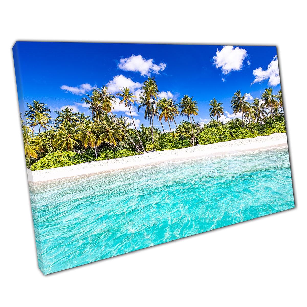 Exotic Tropical Summer Palm Tree Beach Scene Wall Art Print on Canvas