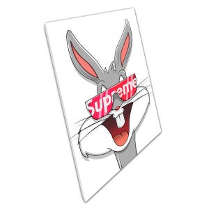 Toile d'art murale Bugs Bunny : impression dessin animé encadrée pour la maison, le bureau et la chambre d'enfants