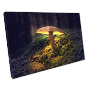 Verzauberte leuchtende Pilze auf Leinwand: Magischer Wald als Kunst für Zuhause & im Büro