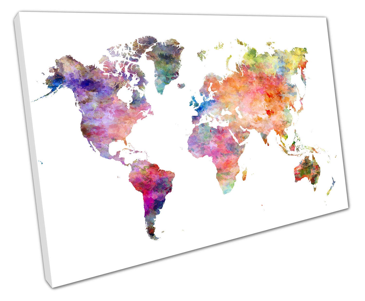 X1076 World map art watercolour Europe ASIA America AFRICA Poster Print