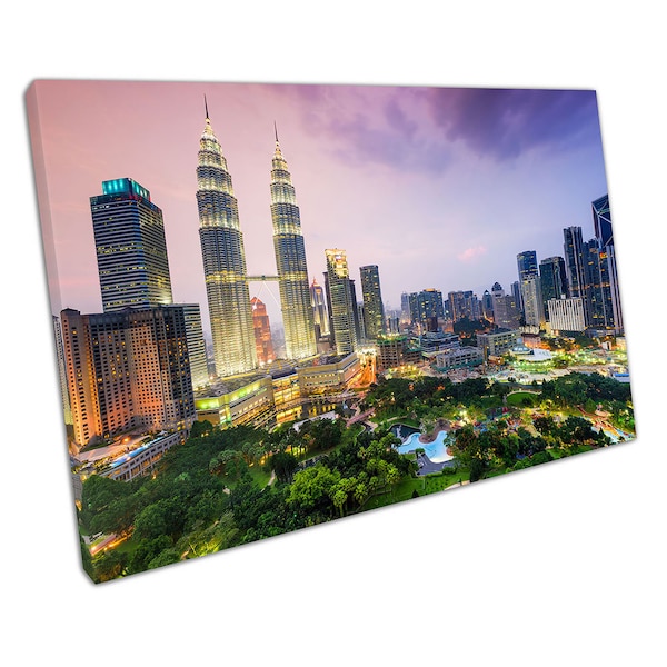 Petronas twin Towers Kuala Lumpur Capital of Malaysia Ready to Hang Wall Art Print Picture For Home Office Decor