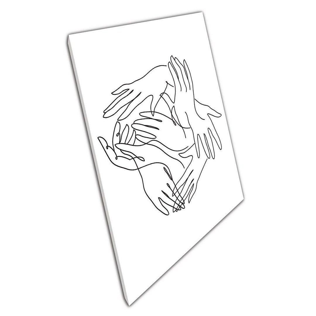 Minimalist Clapping Hands Abstract Line Art Canvas: Modern Office ...