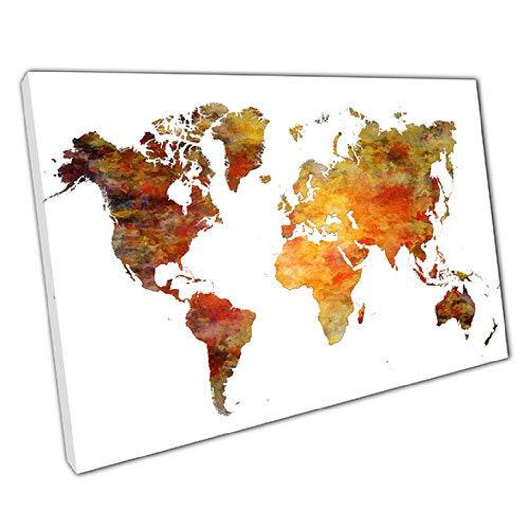 Elegant World Map Canvas: Framed Wall Art for Home & Office Decor ...