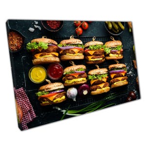 Burger Sliders Canvas Print Restaurant Photography Wall Art for Home  Office