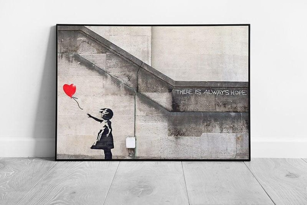 Banksy Girl With the Red Balloon Wall Art Print on Paper Framed