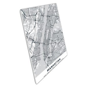 Mapa urbano en blanco y negro de Manhattan, Nueva York: Impresión minimalista en lienzo abstracto para decoración del hogar y la oficina.