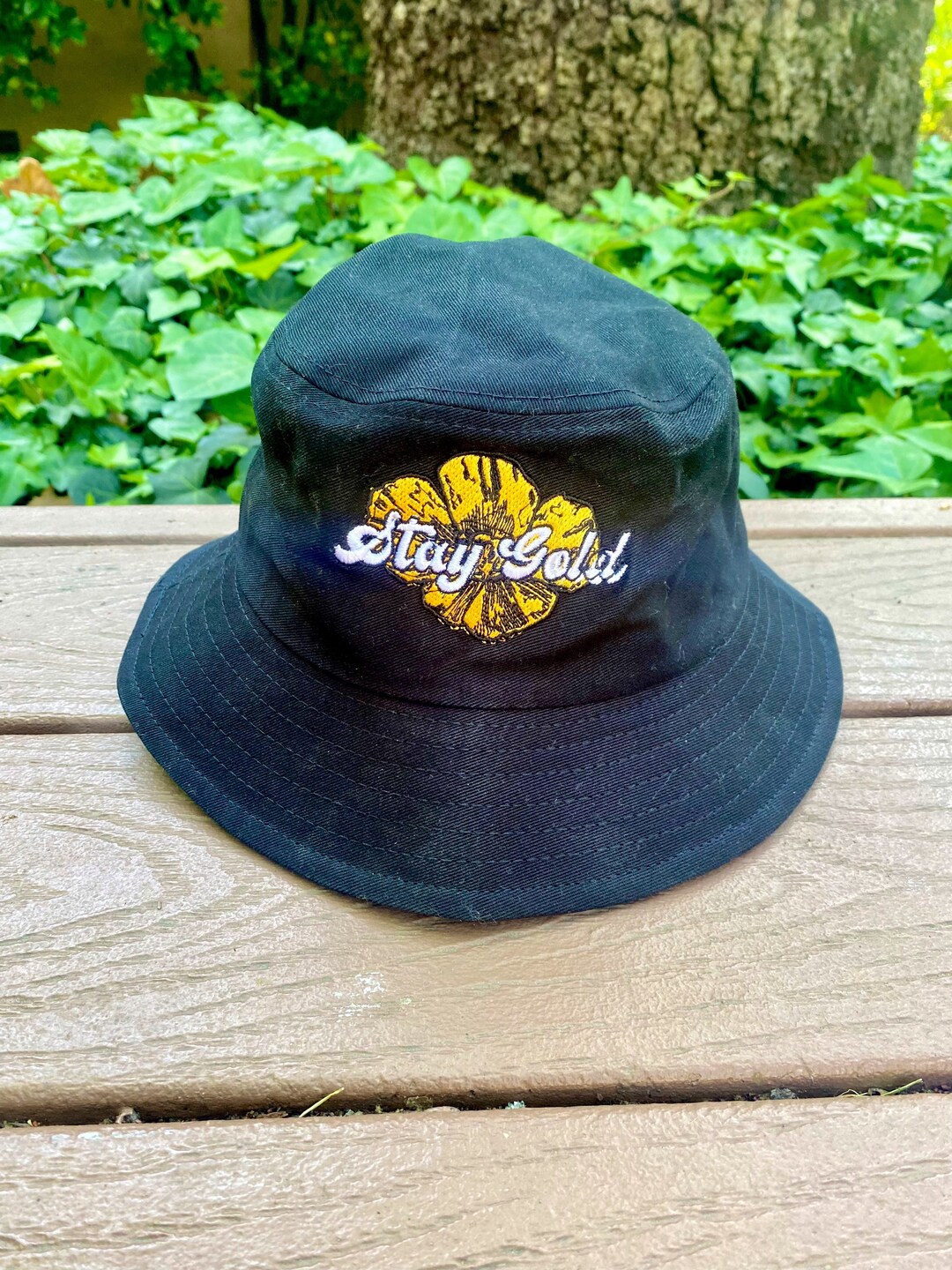 Black Stay Gold Bucket Hat Etsy