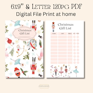 Christmas Gift List, Christmas gift list printable, Printable Holiday List, Nutcracker Christmas Gift List, Gift tracker, Xmas Gift Logbook