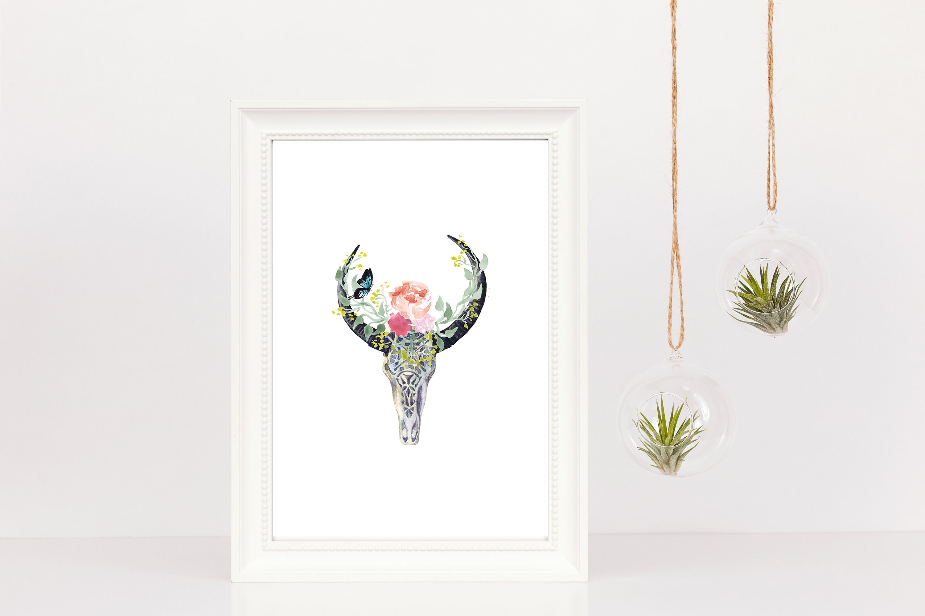 Bull Skull Print boho wall art tribal nursery boho Etsy