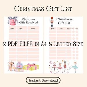 Lista di Natale del balletto dello Schiaccianoci, lista dei regali di Natale, lista dei regali di Natale stampabile, pianificatore delle vacanze, lista di Natale, lista dei desideri di Natale