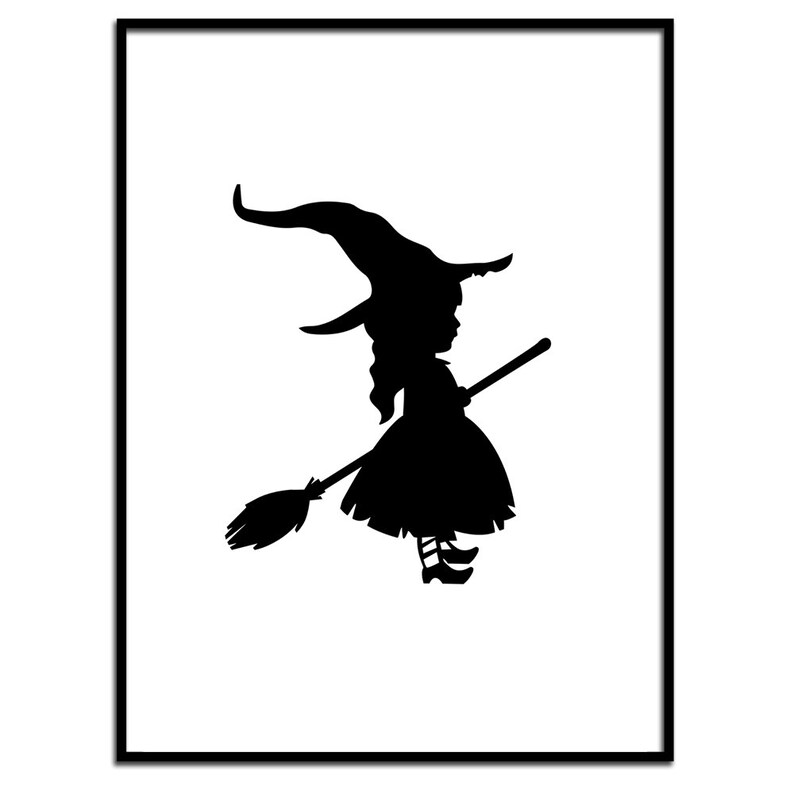 Cute silhouette Witch Print Witch wall art decor Halloween Etsy