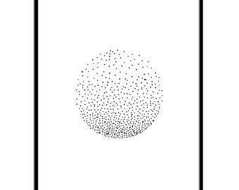 Scandinavian Dots Print: Minimalist Black and White Art (Digital Download)