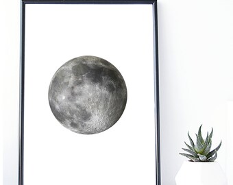 Full Moon Photography Print, Space Wall Art (Digital Download)