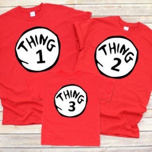 Cosa 1- Cosa 2- Cosa 3- Cosa Mamma, Cosa Papà, Mamma di tutte le cose, Papà di tutte le cose- Camicia ispirata al Dr. Suess