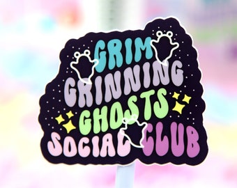 Grim Grinning Ghosts Social Club Vinyl Sticker, Tumbler Sticker, Water Bottle Sticker, Weatherproof