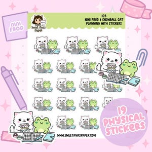 Planner Stickers Cute Kawaii, Nini Frog Snowball Cat Stickers, Planning Stickers, Functional Planner Stickers, Journal Stickers [103]