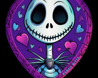 Jack Heart Shaped Nightmare Vinyl Sticker, Tumbler Sticker, Water Bottle Sticker, Weatherproof