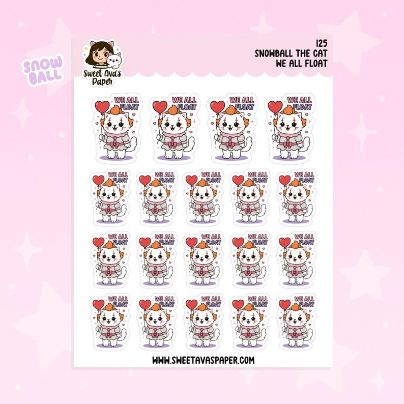 Snowball the Cat Planner Stickers – We All Float [125] - Etsy