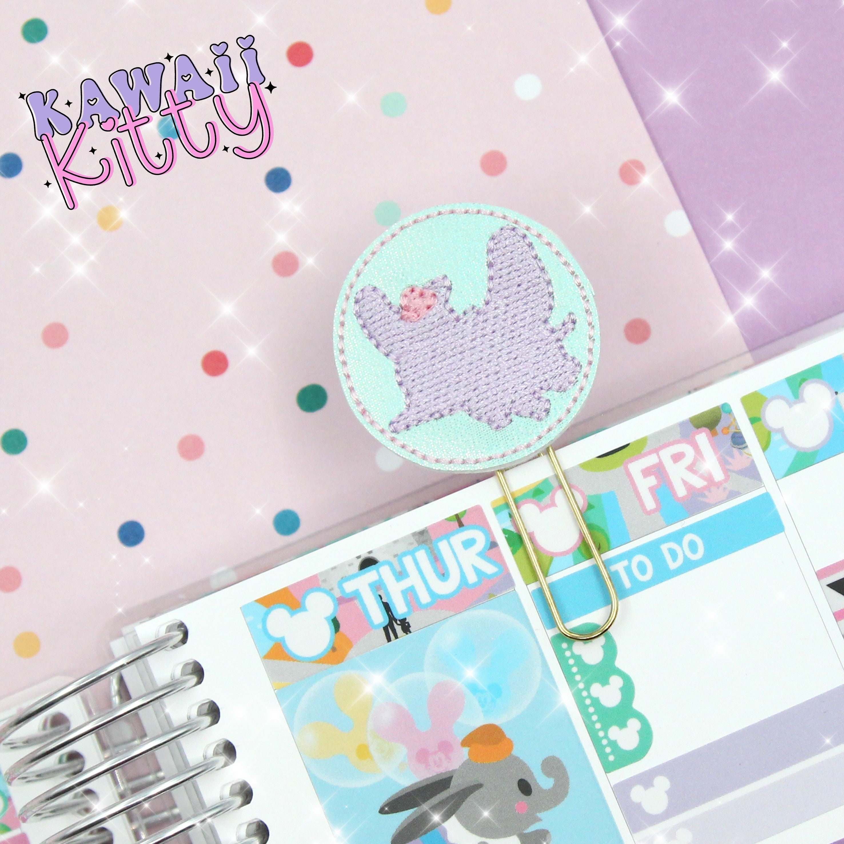 Pink Ghost Cat Planner Clip