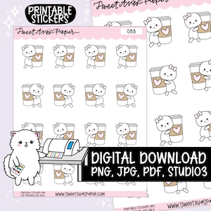 Dottie Coffee Love Stickers - Instant Digital Download - Printable Character Stickers - Coffee Planner Stickers - Printable Planner Stickers