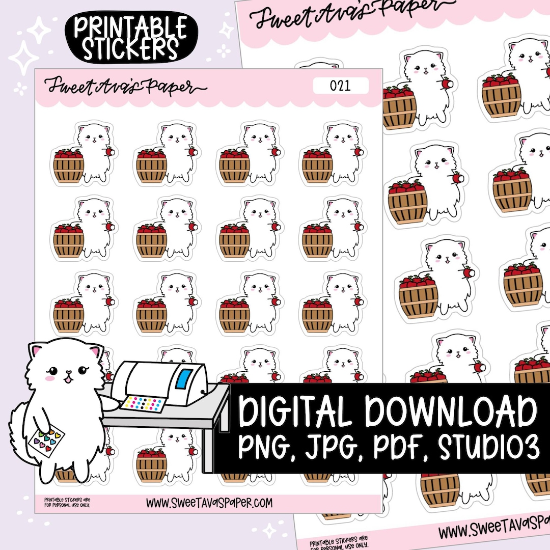 Snowball the Cat Apple Barrel - Instant Digital Download - Printable ...
