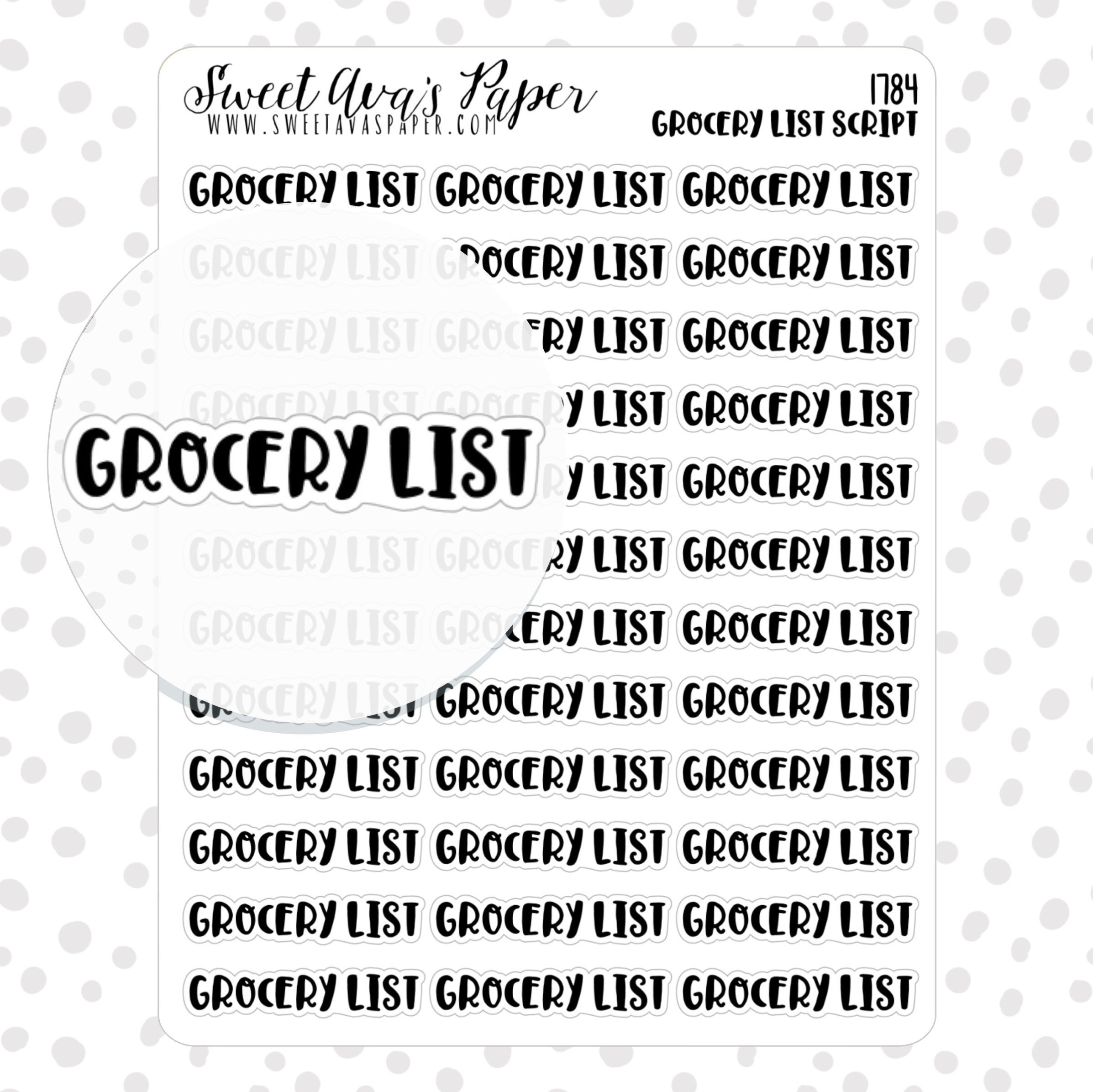 grocery list planner stickers script planner stickers etsy gro list