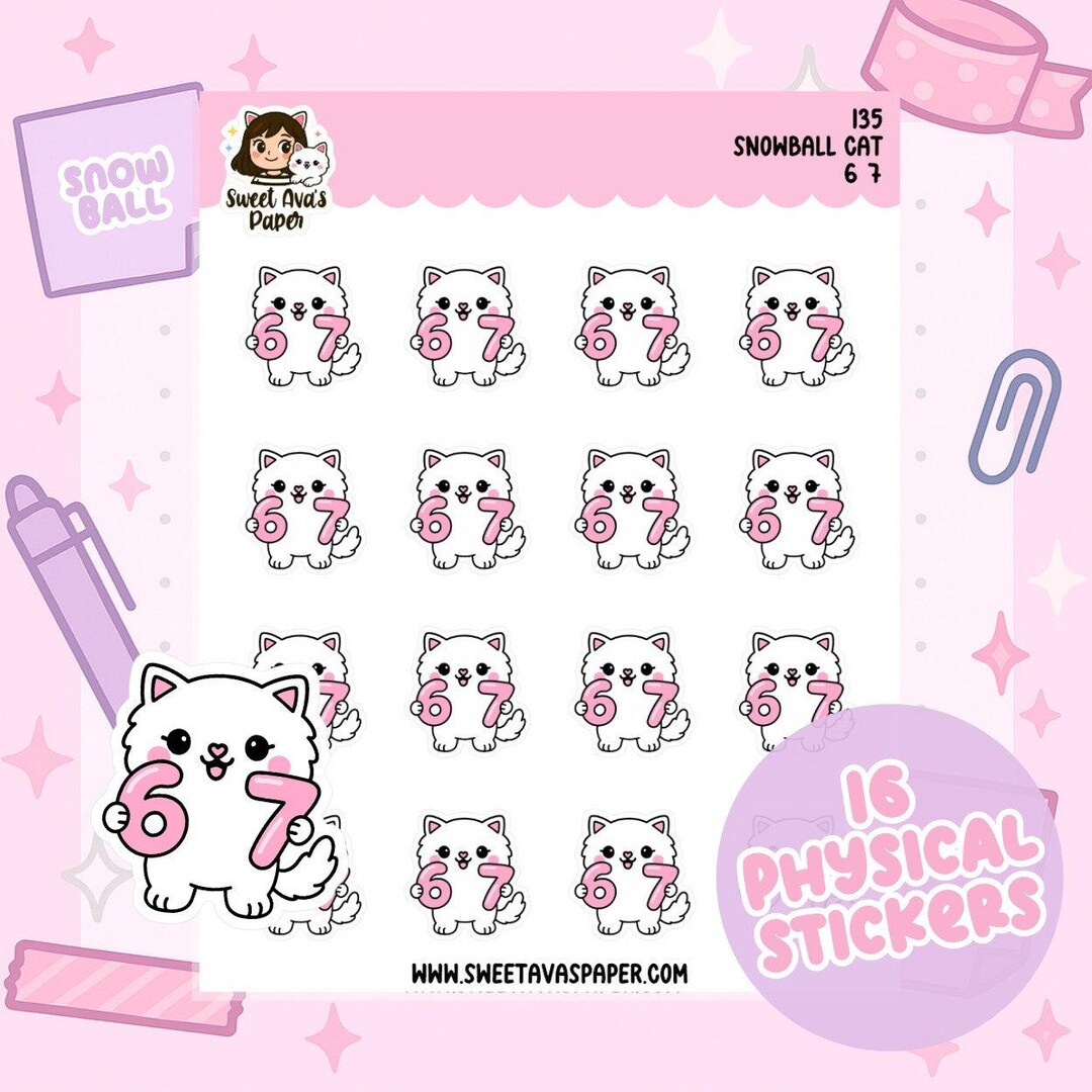 Snowball the Cat Planner Stickers – 6 7 [135] - Etsy