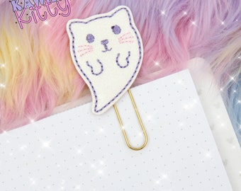 Purple Ghost Cat Planner Clip, Bookmark, Paper Clip