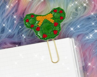 Mouse Holly Wreath Planner Clip, Bookmark, Paper Clip