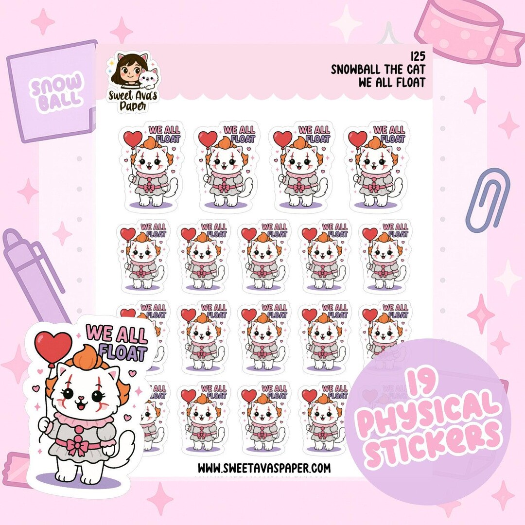 Snowball the Cat Planner Stickers – We All Float [125] - Etsy