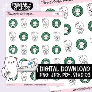Dottie Coffee Shop - Instant Digital Download - Printable Character Stickers - Cafe Stickers - Coffee Stickers - Printable Planner Stickers