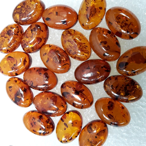 Designer dream! Natural Baltic Amber oval  cabochon size 7 x 9 mm lot of 12 or 24 pcs  Weight about 8-16 Carats  Made in Poland.