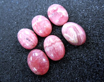 Designer dream!  Natural Rhodochrosite from  Argentina set of 6 oval cabochons size 7 x 9 mm  Weight  about 15 Carats .
