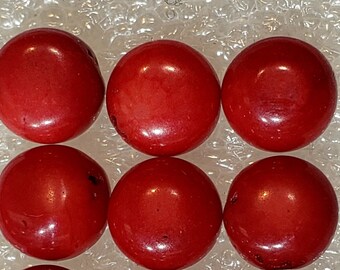 Rare available round shape set of 6 or 12 natural Red bamboo coral cabochons size 6 mm weight 4.5 or 9 carats