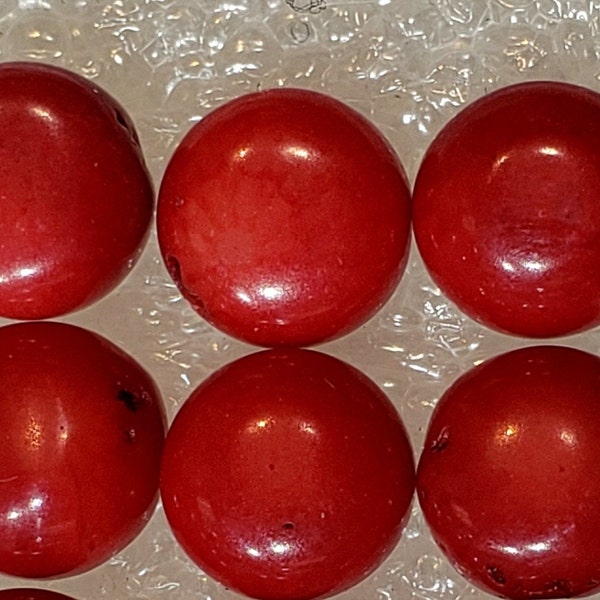 Rare available round shape set of 6 or 12 natural Red bamboo coral cabochons size 6 mm weight 4.5 or 9 carats