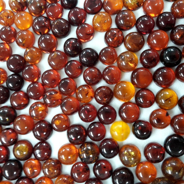 Designer dream! Natural Baltic Amber round cabochon size 5 mm set of 12 or 24 pcs Weight 2.5 - 5 Carats