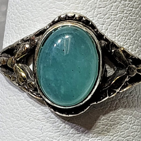 On sale! Blue Peruvian Amazonite set in solid silver 925 mark ring sizes 4 - 12 US stone size 6 x 8 mm made in Poland gift box included