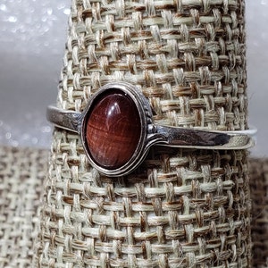 Natural Red Tiger-eye in SOLID  silver 925 mark ring sizes 4 - 12 US stone size 6 X 8 mm gift box included made in Poland