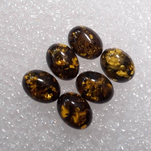 Designers Dream ! Genuine GREEN Baltic Amber oval cabochon set of 6 pcs  size 10 x 14 mm Weight 13 Carats
