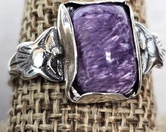 Purple Charoite Ring – Solid Sterling Silver (.925)