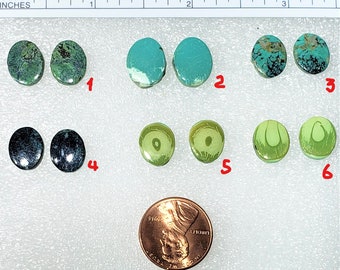 Hubei Turquoise Cabochons: Matched Pair Freeform Gemstone Earrings